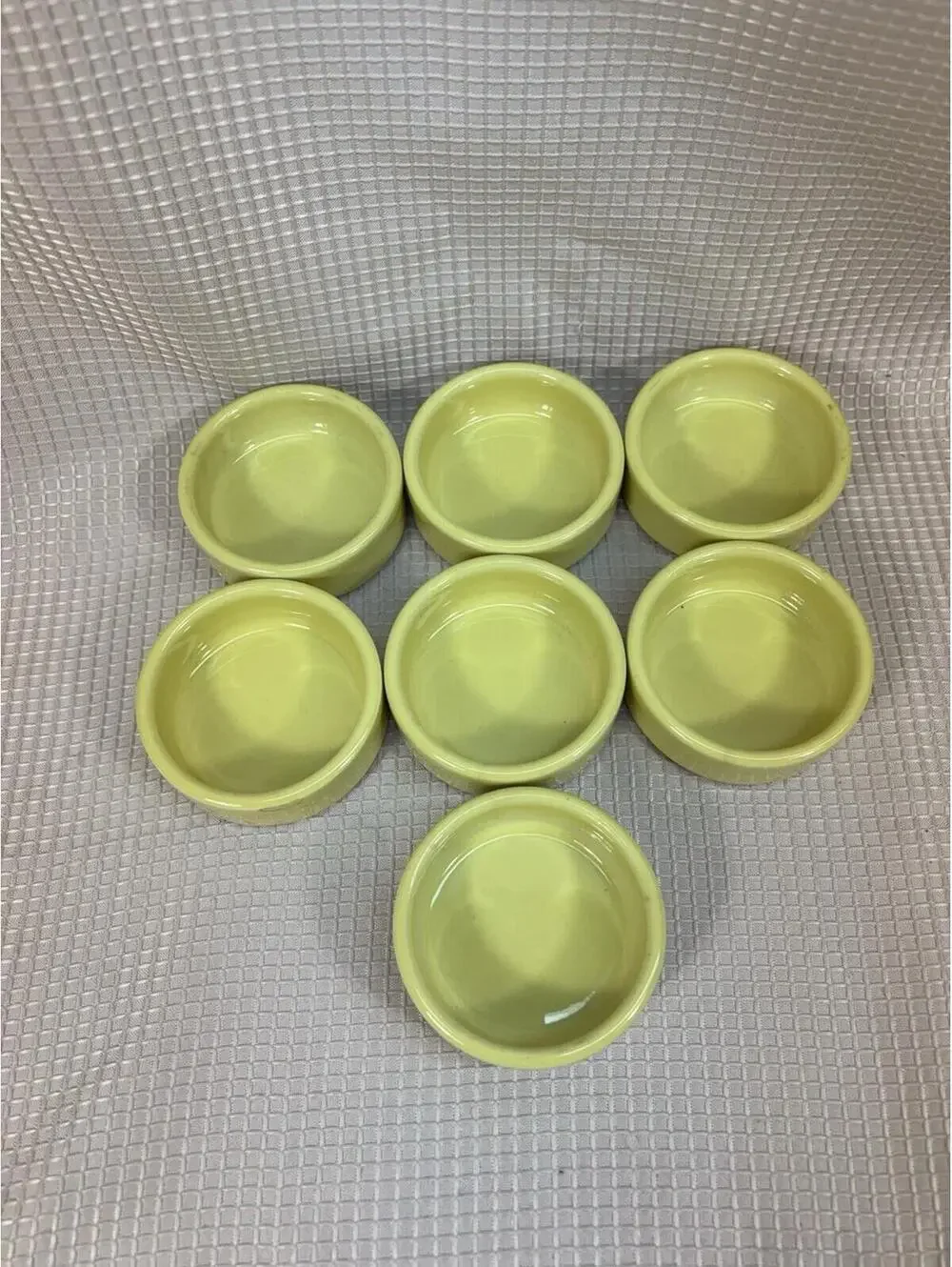 181 - set of 7 Coorsite Porcelain Salt Cellars - Yellow